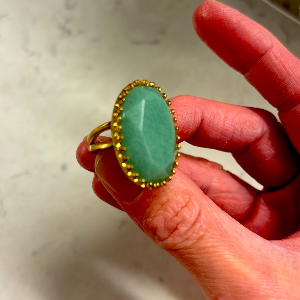 Stella & Dot Green Stone Ring with Gold